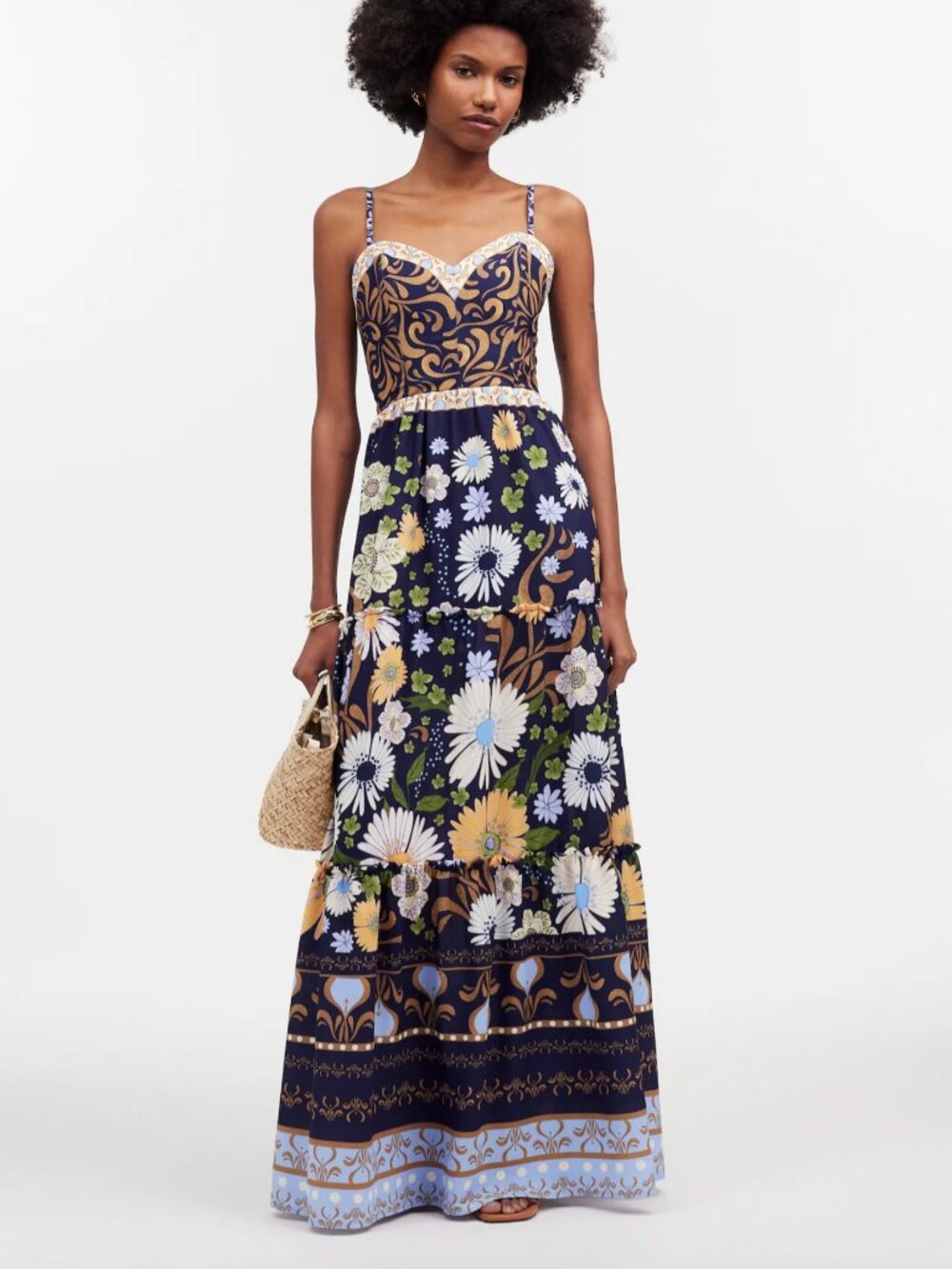 Agua Bendita Suzie Floral Print Tiered Maxi Dress | Size L | Boho Resort